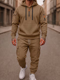 Fleece-Lined Cargo Hooded Tracksuit Set
