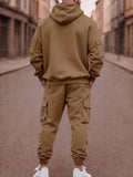 Fleece-Lined Cargo Hooded Tracksuit Set