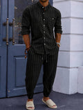 Linen Blend Striped 2-Piece Leisure Set
