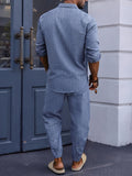 Linen Blend Striped 2-Piece Leisure Set