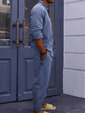 Linen Blend Striped 2-Piece Leisure Set