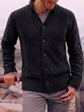 Cable Knit Shawl Collar Button-Up Cardigan