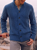Cable Knit Shawl Collar Button-Up Cardigan