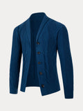 Cable Knit Shawl Collar Button-Up Cardigan