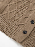 Cable Knit Shawl Collar Button-Up Cardigan