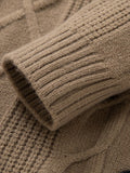 Cable Knit Shawl Collar Button-Up Cardigan
