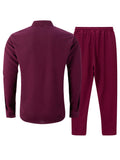 Casual Waffle Knit Mandarin Collar Shirt Set