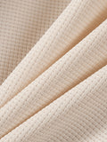 Waffle Knit Lapel Collar 2-Piece Shirt Set