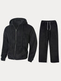 Coral Fleece Hooded 2-Piece Lounge Set