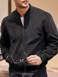Casual Faux Suede Bomber Jacket
