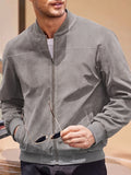 Casual Faux Suede Bomber Jacket