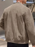 Casual Faux Suede Bomber Jacket