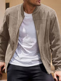 Casual Faux Suede Bomber Jacket