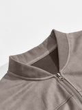 Casual Faux Suede Bomber Jacket