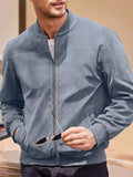 Casual Faux Suede Bomber Jacket
