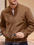 Casual Faux Suede Bomber Jacket