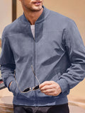 Casual Faux Suede Bomber Jacket
