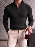 Half-Zip Ribbed Knit Sweater