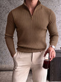 Half-Zip Ribbed Knit Sweater