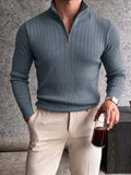 Half-Zip Ribbed Knit Sweater