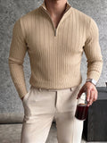 Half-Zip Ribbed Knit Sweater