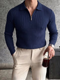 Half-Zip Ribbed Knit Sweater