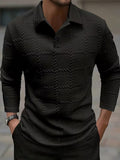 Textured Jacquard Long Sleeve Polo Shirt
