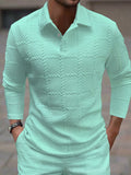 Textured Jacquard Long Sleeve Polo Shirt