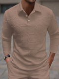 Textured Jacquard Long Sleeve Polo Shirt