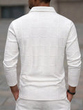 Textured Jacquard Long Sleeve Polo Shirt