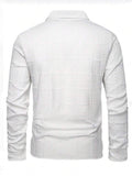 Textured Jacquard Long Sleeve Polo Shirt