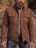 Retro Faux Suede Workwear Jacket