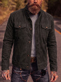 Retro Faux Suede Workwear Jacket