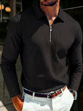 Long Sleeve Quarter Zip Ribbed Polo Shirt