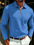 Long Sleeve Quarter Zip Ribbed Polo Shirt