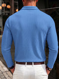 Long Sleeve Quarter Zip Ribbed Polo Shirt