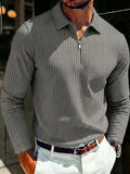 Long Sleeve Quarter Zip Ribbed Polo Shirt