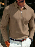 Long Sleeve Quarter Zip Ribbed Polo Shirt