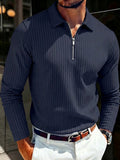 Long Sleeve Quarter Zip Ribbed Polo Shirt