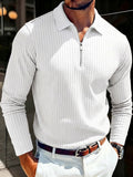 Long Sleeve Quarter Zip Ribbed Polo Shirt