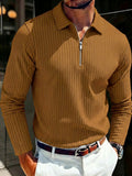 Long Sleeve Quarter Zip Ribbed Polo Shirt