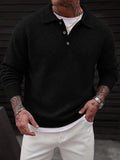 Lapel Polo Pullover Sweater Loose Fit
