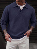 Lapel Polo Pullover Sweater Loose Fit