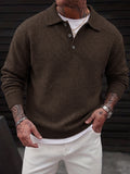 Lapel Polo Pullover Sweater Loose Fit