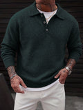 Lapel Polo Pullover Sweater Loose Fit