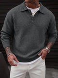 Lapel Polo Pullover Sweater Loose Fit