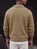 Lapel Polo Pullover Sweater Loose Fit