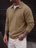 Lapel Polo Pullover Sweater Loose Fit