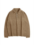 Lapel Polo Pullover Sweater Loose Fit