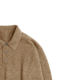 Lapel Polo Pullover Sweater Loose Fit